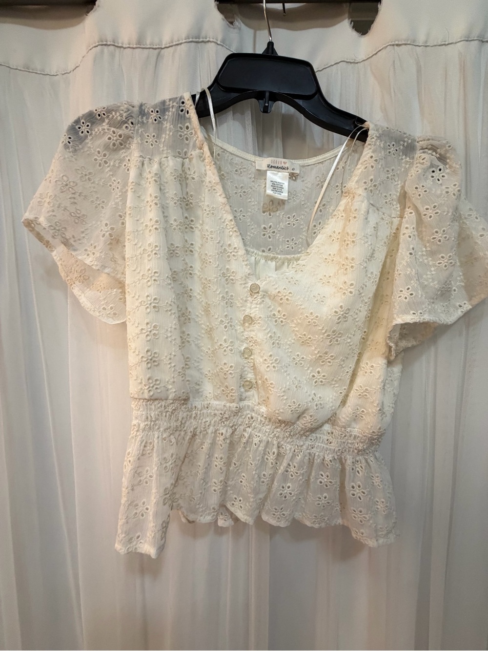 URBAN Romantics Cream Eyelet Peplum Blouse